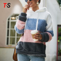 Original design autumn/winter 2019 Patchwork wool hoodie tops casual plus size loose women sweater